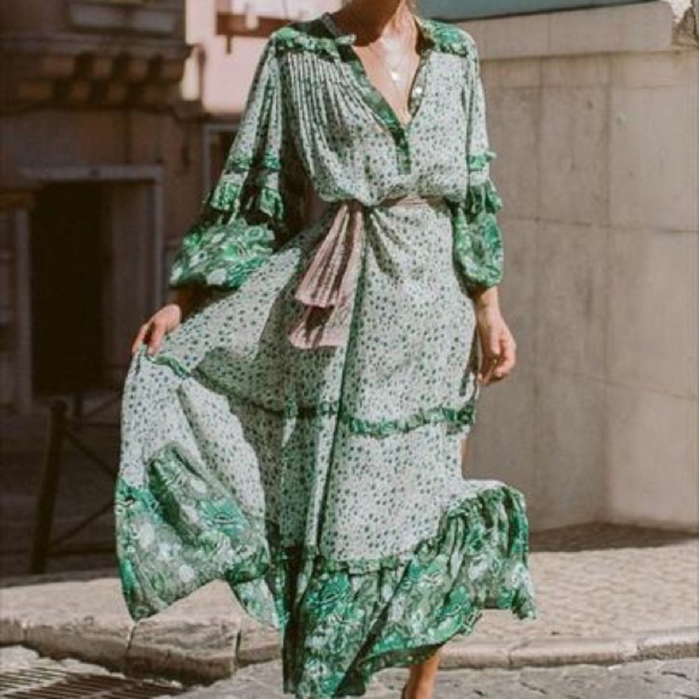 🎉Host Pick!🎉Boho Maxi DRESS Winona Ivy Green NEW - Picture 2 of 6